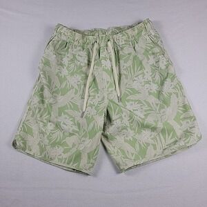Fair‎ Harbor Lined Swim Trunks Shorts Men's M Green Tropical Drawstring